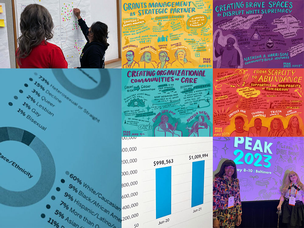 A collage of images illustrating the themes and people featured in the most-read articles of 2023