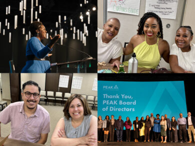 A four-photo montage of various groups of PEAK staff members