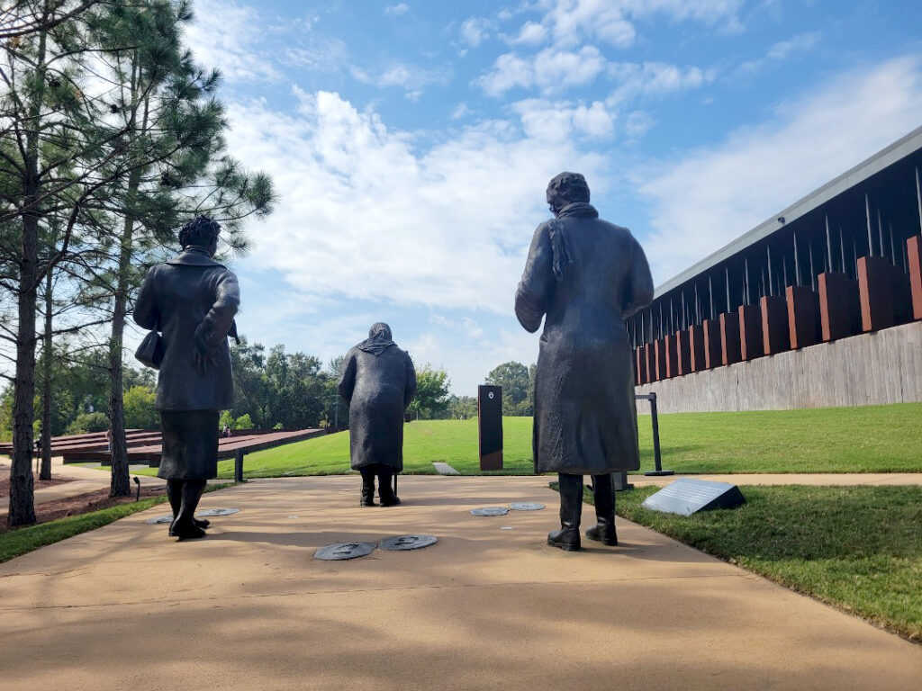 Statues at the National Memorial for Peace and Justice honor the women of the Civil Rights Movement