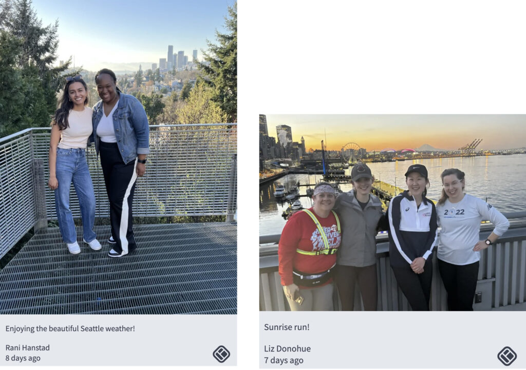 Various PEAK2024 attendees pose in front of Seattle sights.