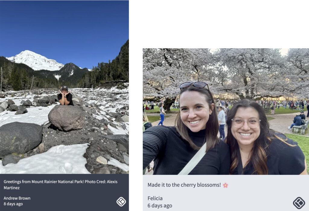 Various PEAK2024 attendees pose in front of Seattle sights.