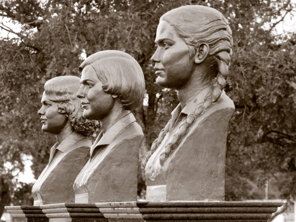 Public art shows three statue busts